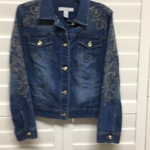 SZ 2 (12) Chico’s Platinum Denim Jean Jacket